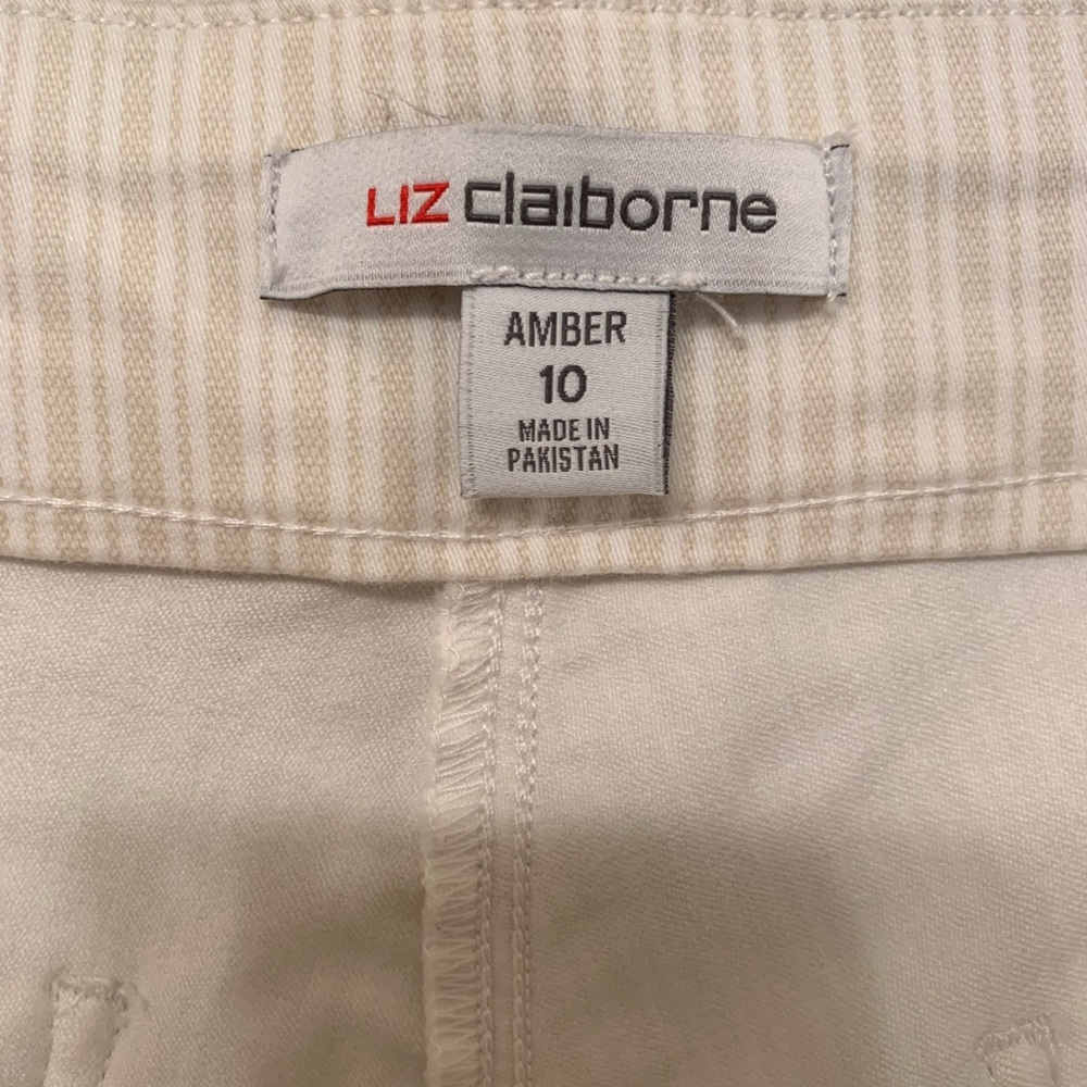 Liz Claiborne Cream Striped Shorts